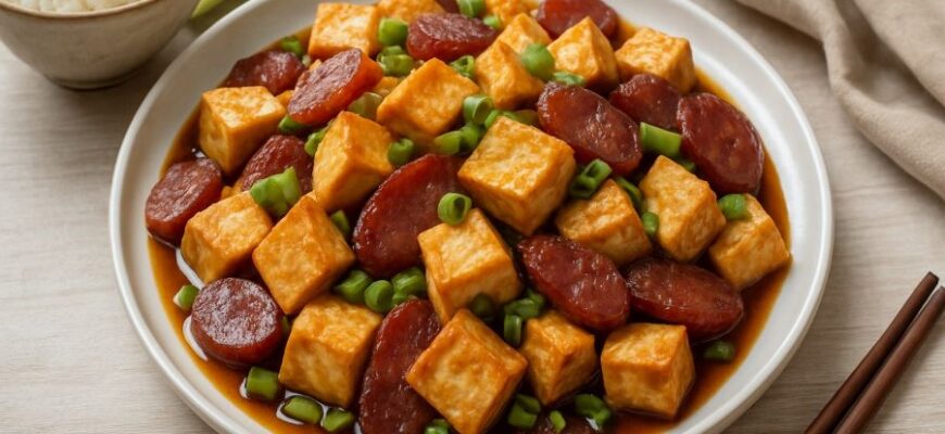 Китайский тофу с китайской колбасой 🍲🥢 — быстро, ароматно и очень домашне!