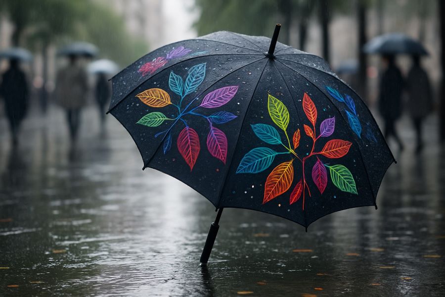 Зонт меняющий цвет при намокании ☔🎨 который раскрасил дождь